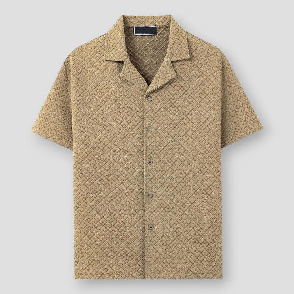 Dorian Men’s Cuban Collar Shirt – Textured Short Sleeve with Relaxed Fit for Summer