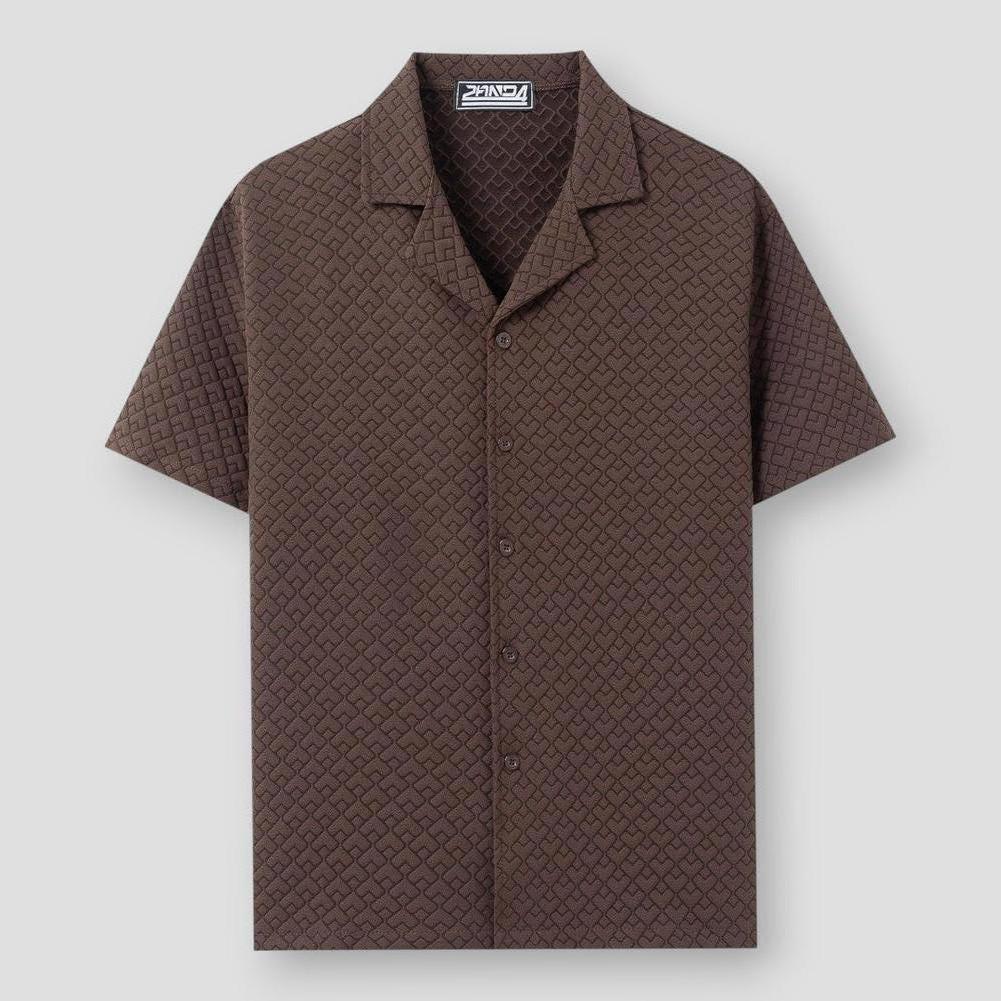 Dorian Men’s Cuban Collar Shirt – Textured Short Sleeve with Relaxed Fit for Summer
