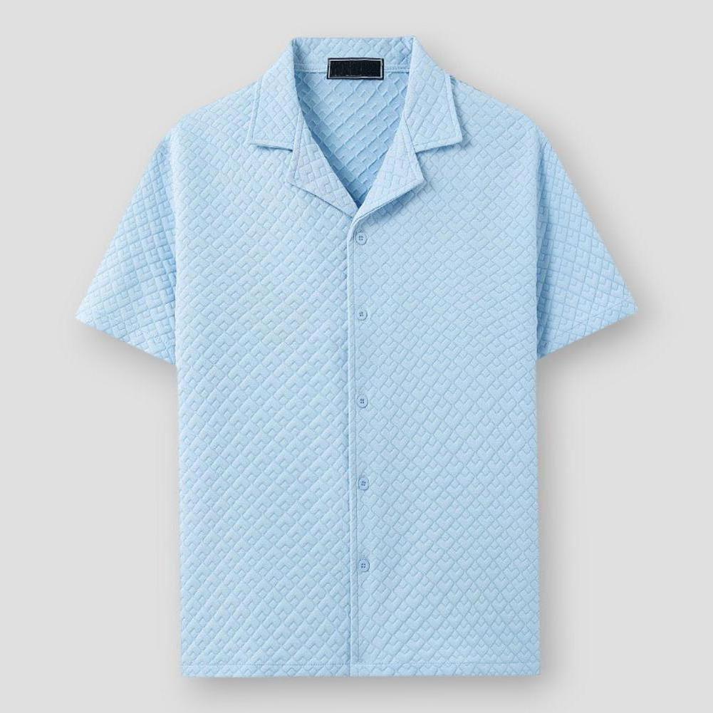 Dorian Men’s Cuban Collar Shirt – Textured Short Sleeve with Relaxed Fit for Summer