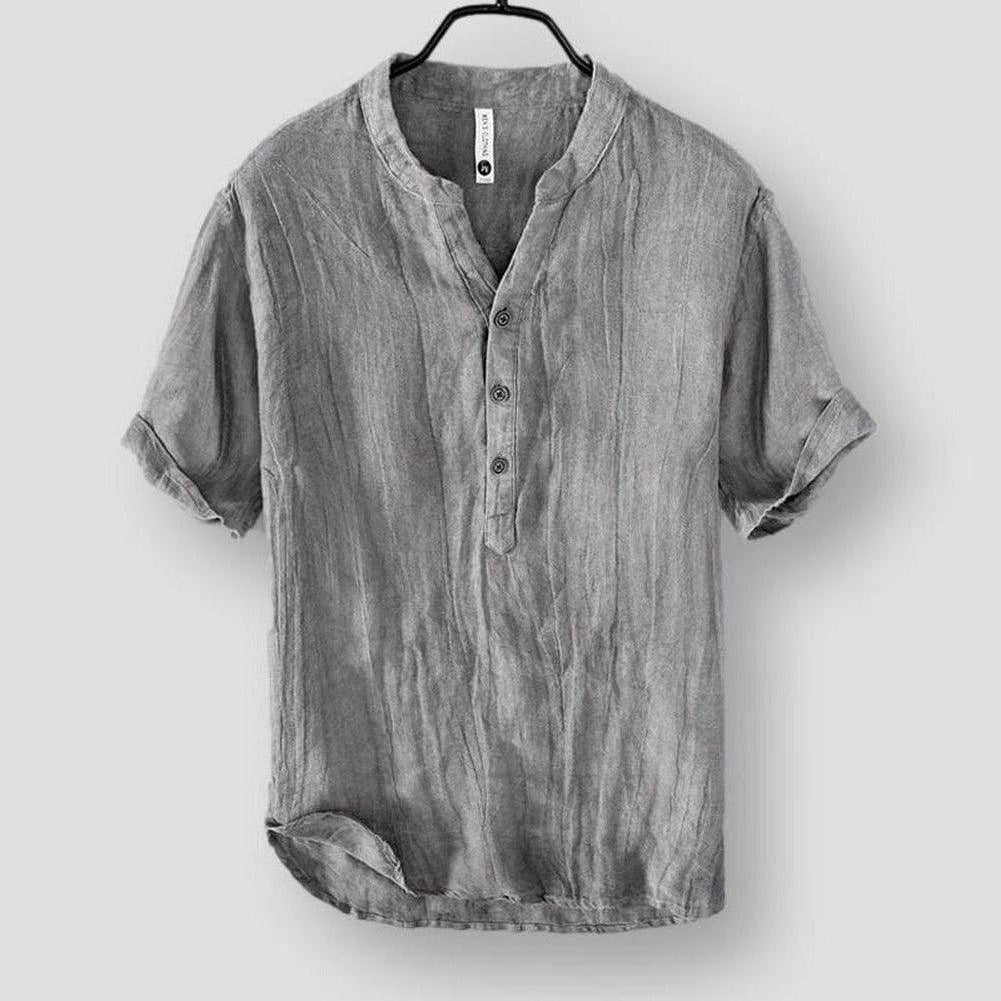 Marriott Men’s Linen Shirt – Relaxed V-Neck Long Sleeve for Summer Comfort