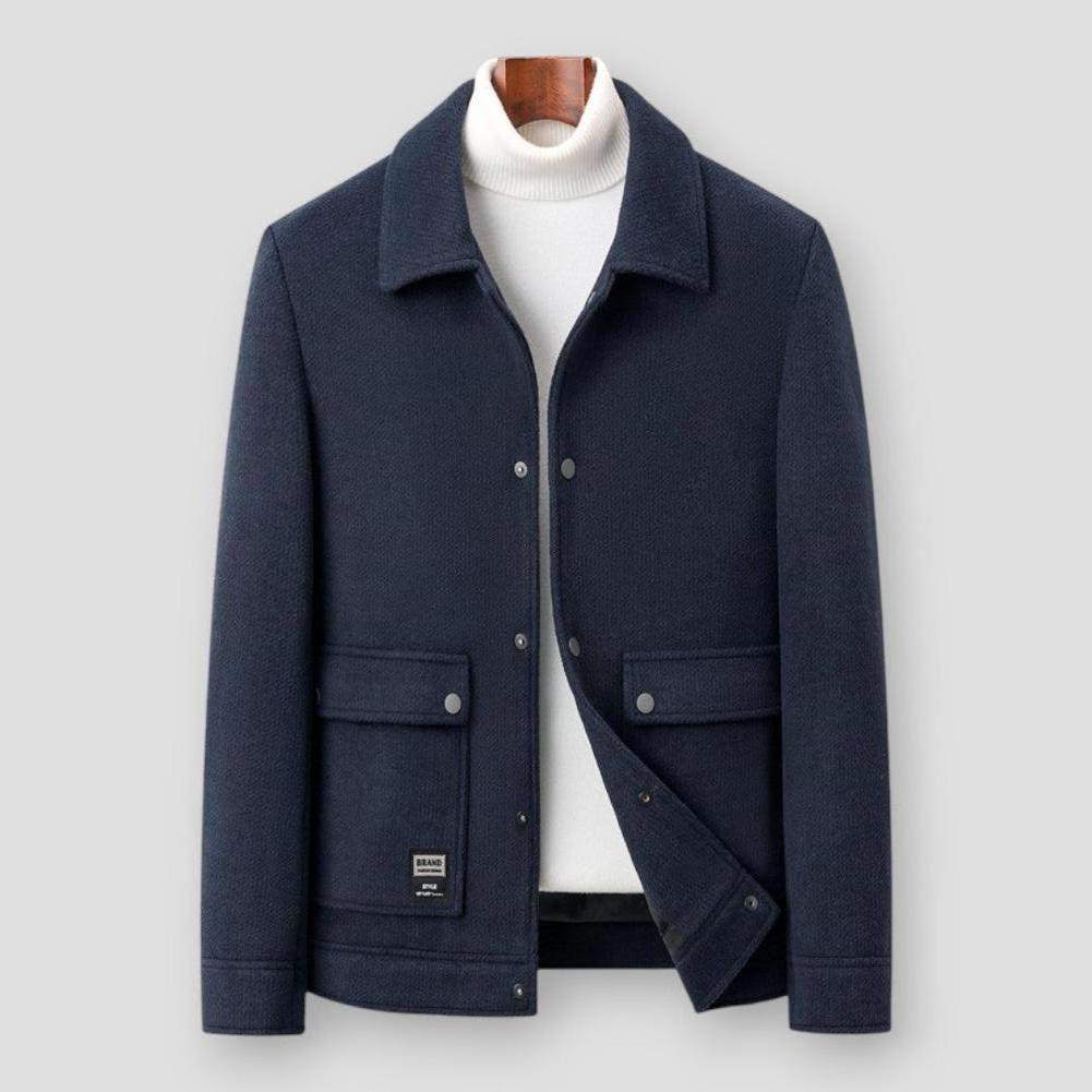 Camden Men’s Wool-Blend Short Winter Coat – Cashmere Feel with Thick Velvet Lining