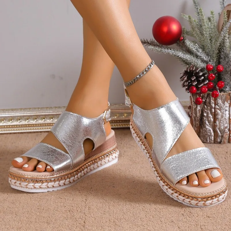 Clara Women’s Platform Sandals – PU Leather with Cushioned Comfort