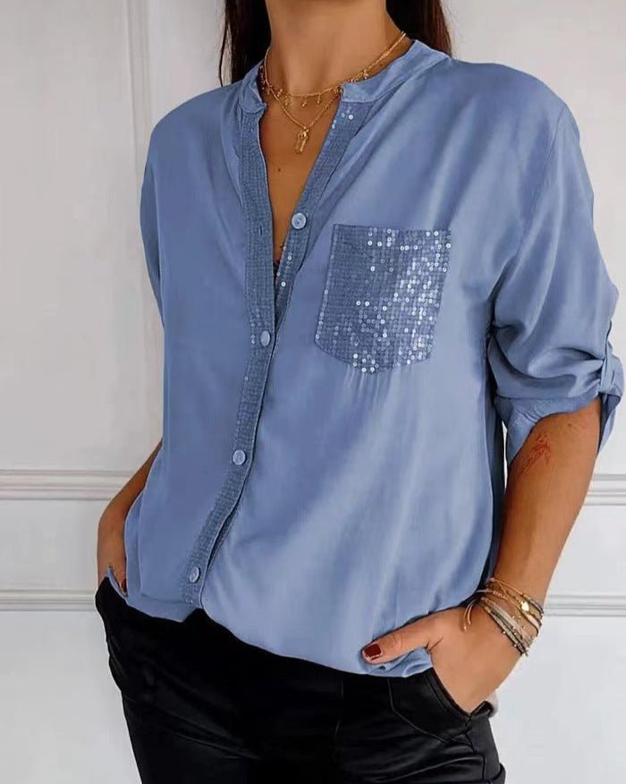 Beatrice Women's Sequin Blouse – Cotton with Relaxed Chic Fit