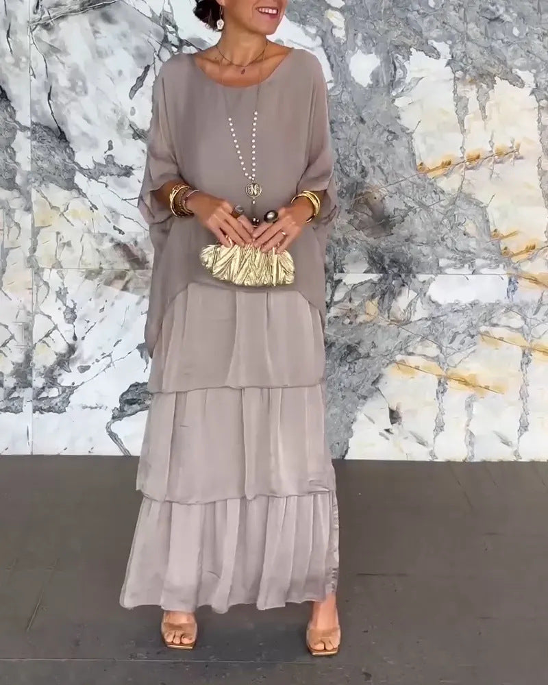 Sherine Women’s Chiffon Maxi Dress – Flowing Layered Design for Summer Elegance