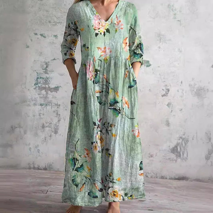 Laila Floral Maxi Dress – Lightweight Elegance with Pockets for Effortless Summer Style