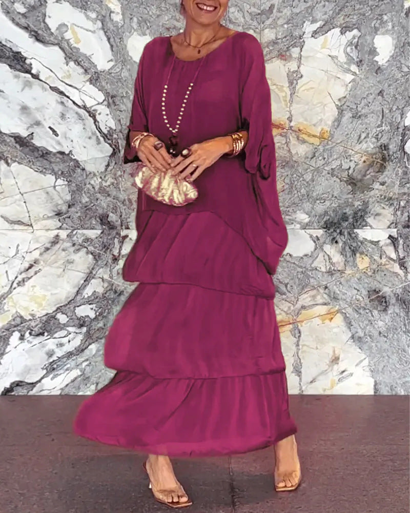Sherine Women’s Chiffon Maxi Dress – Flowing Layered Design for Summer Elegance