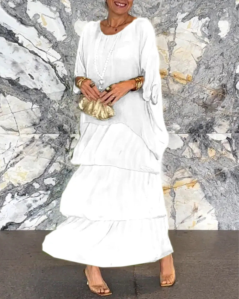 Sherine Women’s Chiffon Maxi Dress – Flowing Layered Design for Summer Elegance