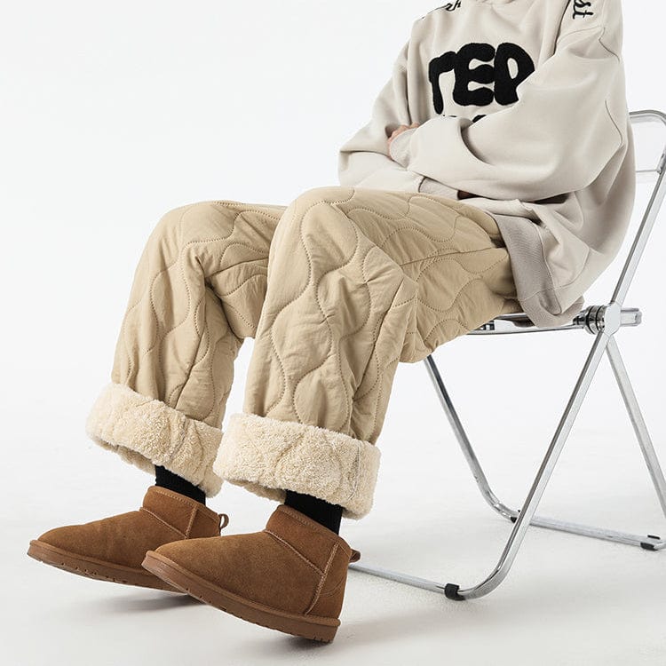 Harris Men’s Quilted Pants – Insulated Fleece Lining with Relaxed Wide-Leg Fit