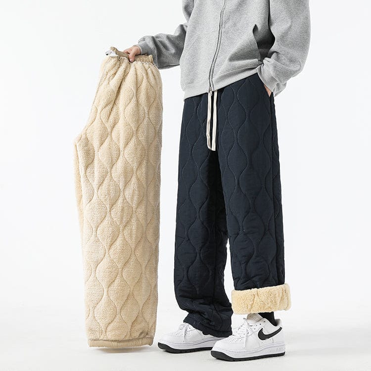 Harris Men’s Quilted Pants – Insulated Fleece Lining with Relaxed Wide-Leg Fit