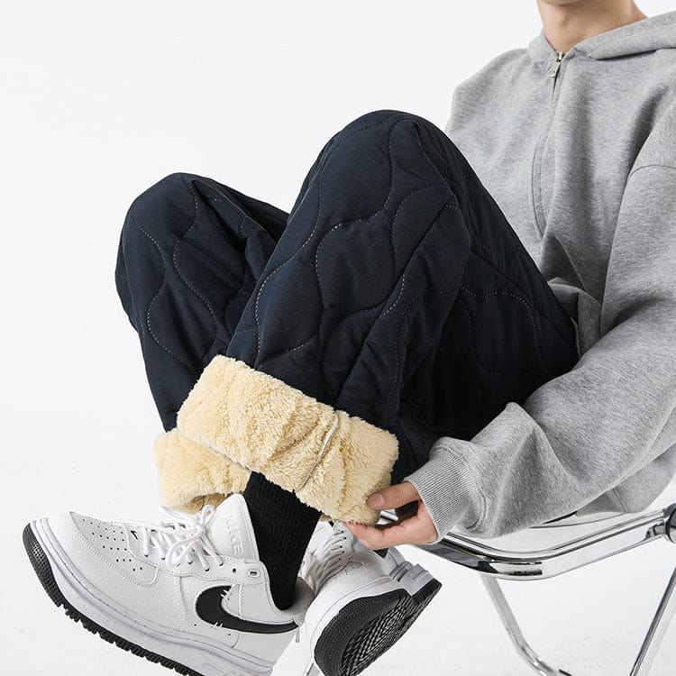 Harris Men’s Quilted Pants – Insulated Fleece Lining with Relaxed Wide-Leg Fit
