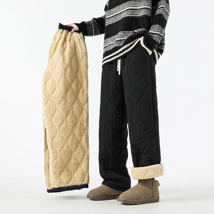 Harris Men’s Quilted Pants – Insulated Fleece Lining with Relaxed Wide-Leg Fit