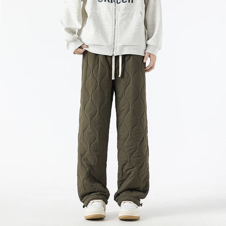 Harris Men’s Quilted Pants – Insulated Fleece Lining with Relaxed Wide-Leg Fit