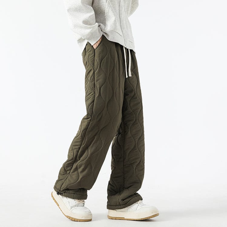 Harris Men’s Quilted Pants – Insulated Fleece Lining with Relaxed Wide-Leg Fit