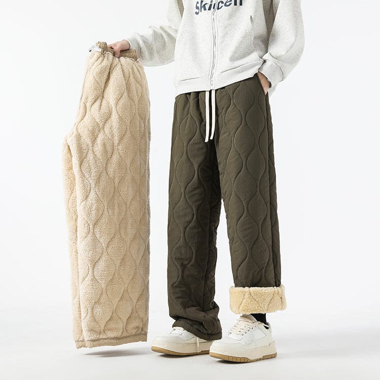 Harris Men’s Quilted Pants – Insulated Fleece Lining with Relaxed Wide-Leg Fit