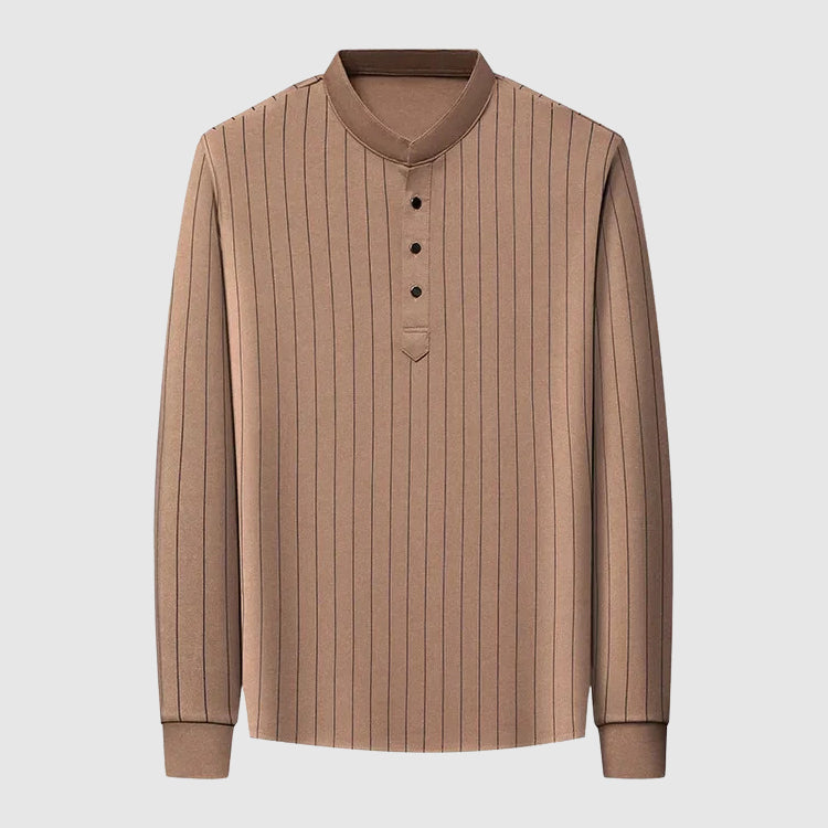 Martin Men’s Striped Shirt – Cotton Blend with Slim Fit & Stand Collar