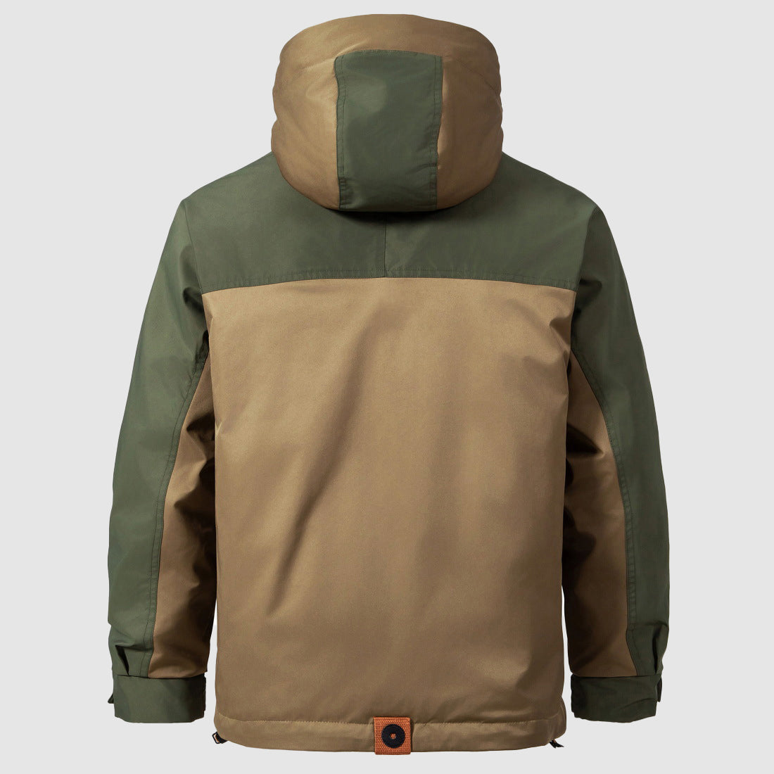 Ethan Men’s Color-Block Down Jacket – Hooded Double Zipper Half-Zip Anorak Winter Coat