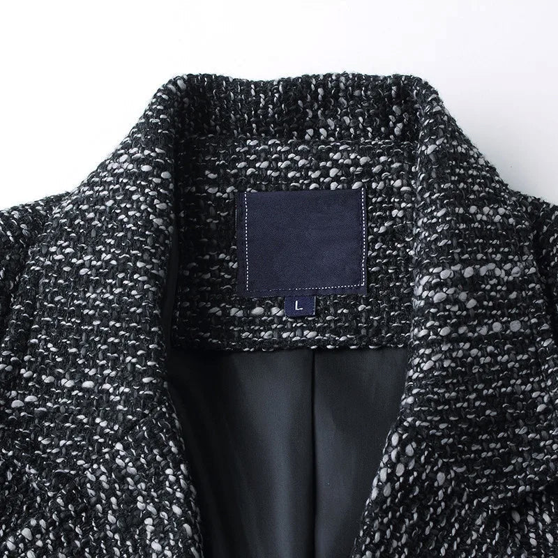 Elias Structured Wool Coat – Mid-Thigh Length & Textured Weave for Winter