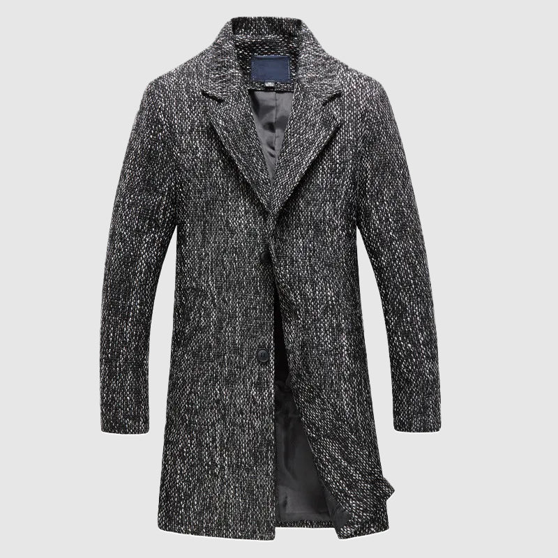 Elias Structured Wool Coat – Mid-Thigh Length & Textured Weave for Winter