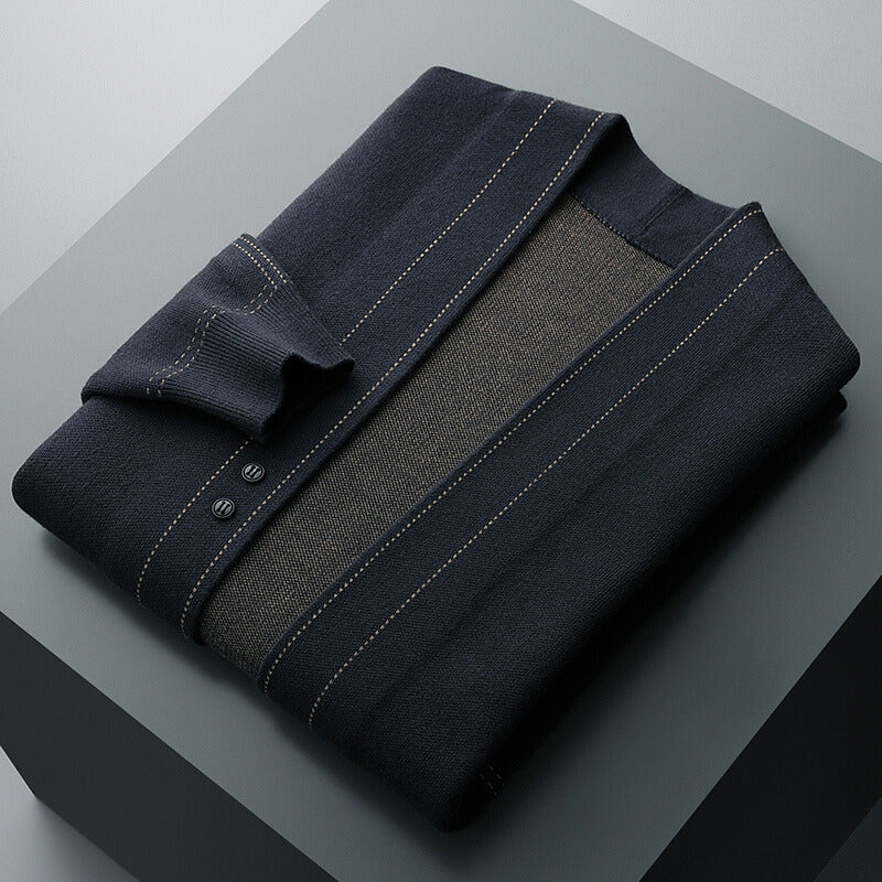 Callum Men’s Wool Cardigan – Business Jacquard Knit for Autumn & Winter Layering
