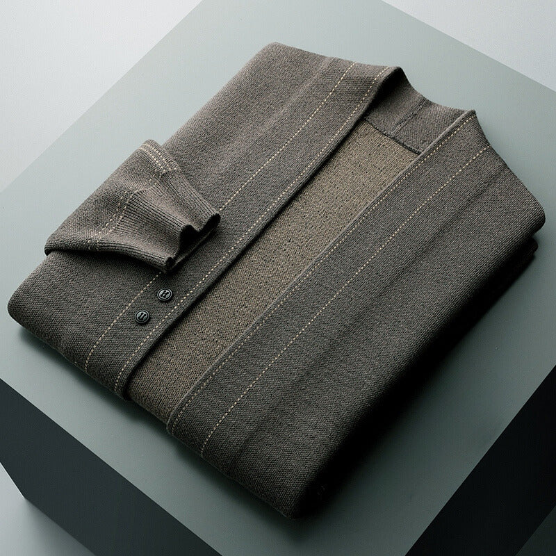 Callum Men’s Wool Cardigan – Business Jacquard Knit for Autumn & Winter Layering