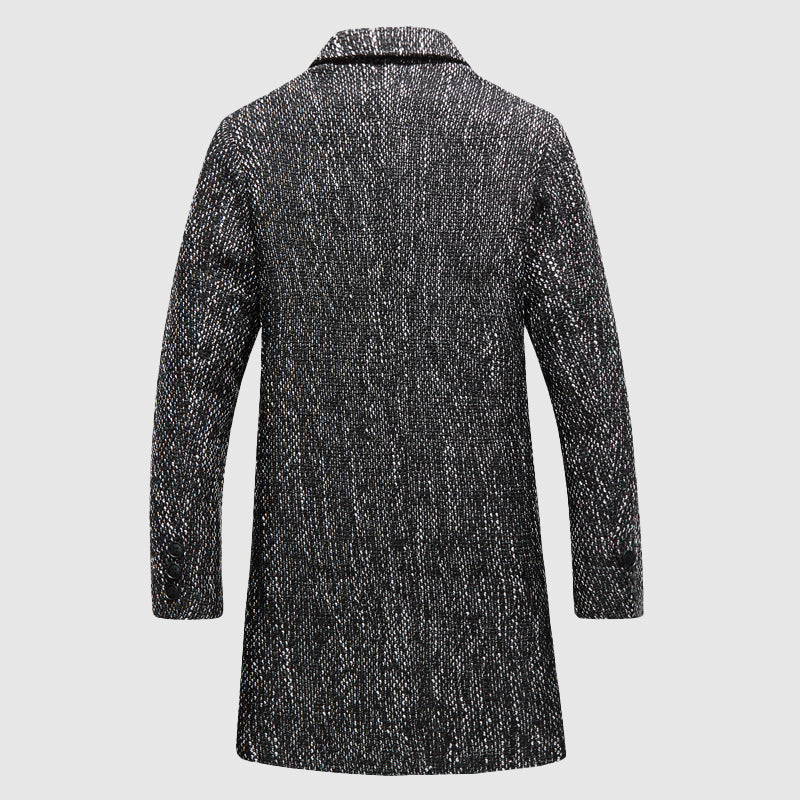 Elias Structured Wool Coat – Mid-Thigh Length & Textured Weave for Winter