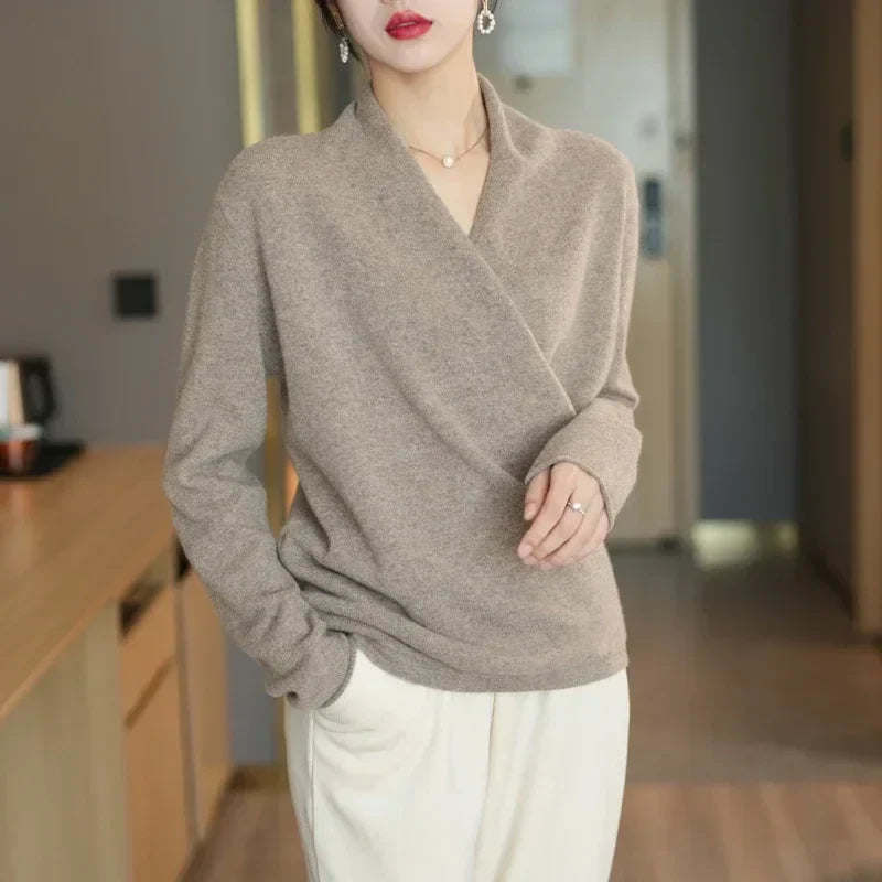 Clara Wool V-Neck Sweater – Refined Knitwear for Timeless Layering