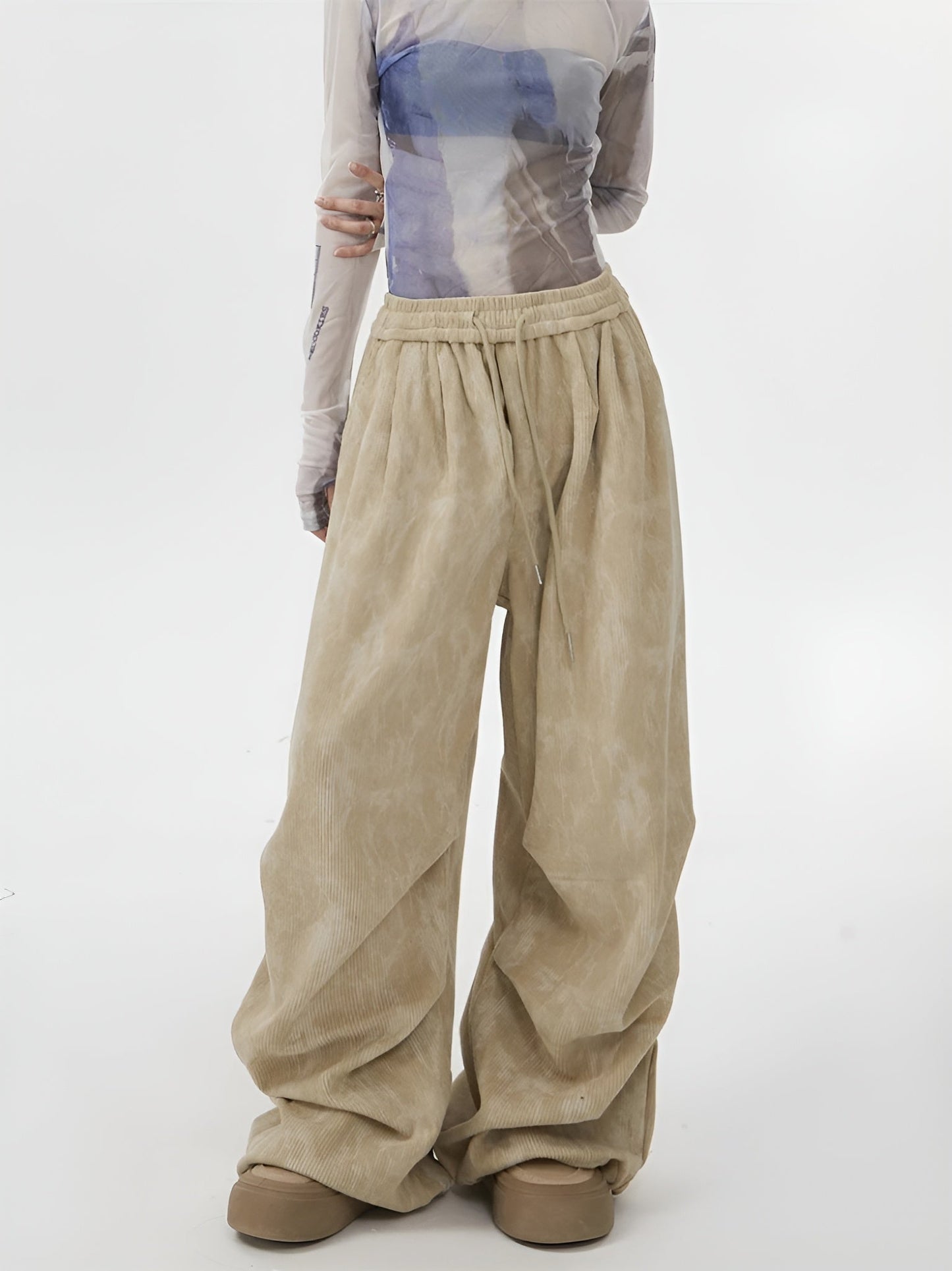 Aira Women’s Corduroy Sweatpants – Acid Wash with Straight Loose Fit