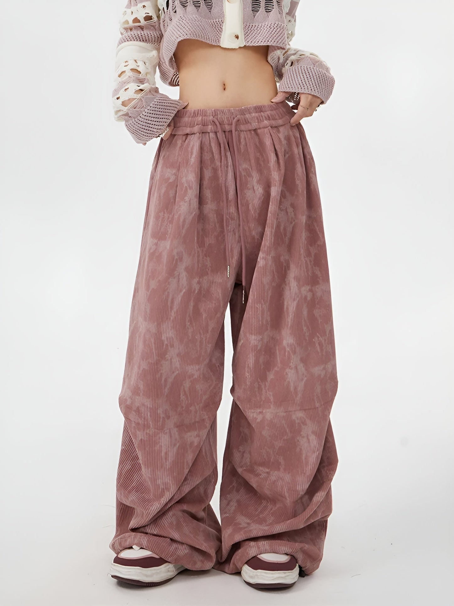 Aira Women’s Corduroy Sweatpants – Acid Wash with Straight Loose Fit