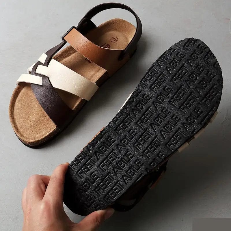 Esme Women’s Leather Sandals – Comfort Flats with Arch Support & Back Strap