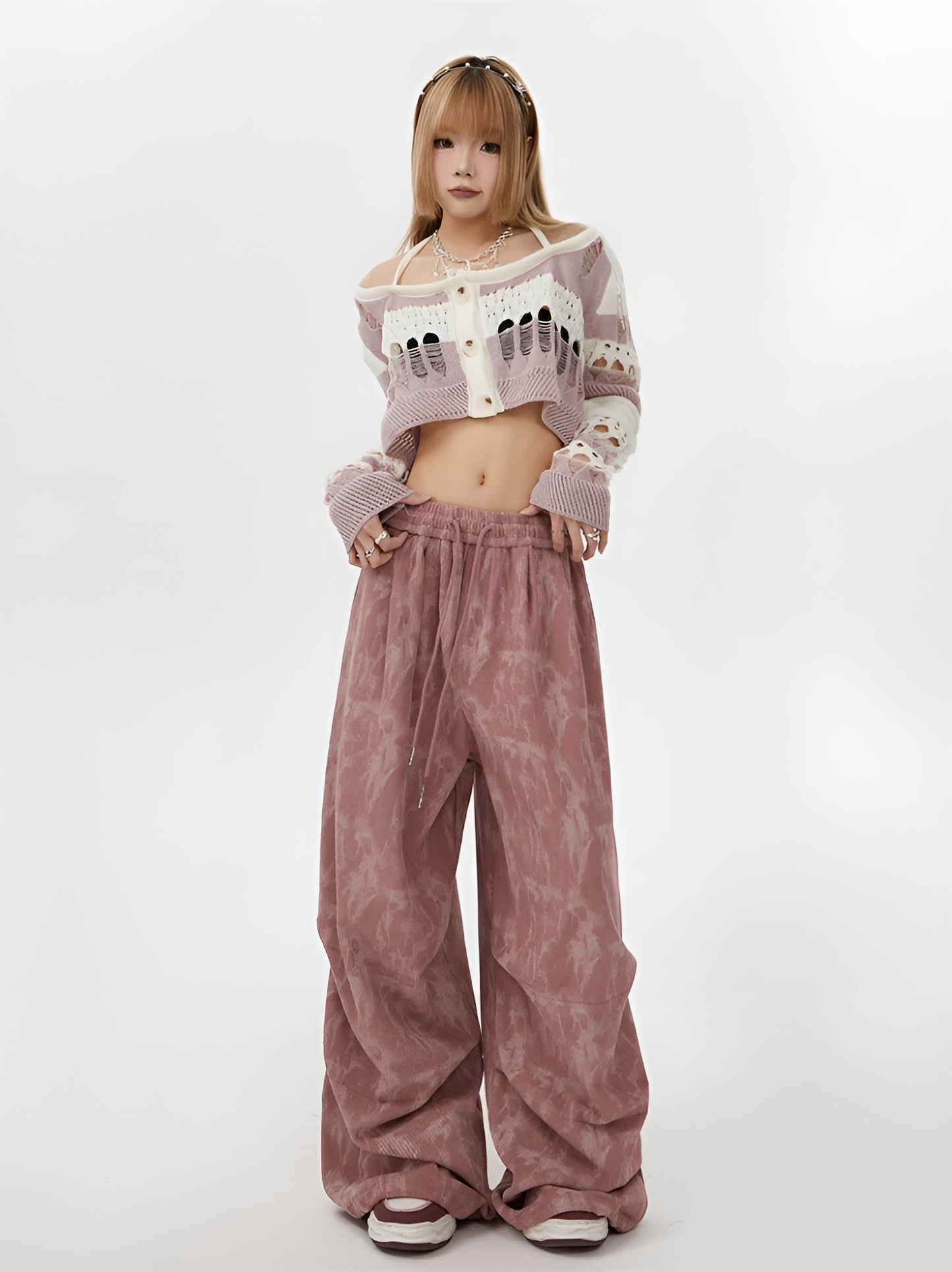 Aira Women’s Corduroy Sweatpants – Acid Wash with Straight Loose Fit
