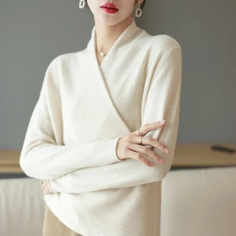 Clara Wool V-Neck Sweater – Refined Knitwear for Timeless Layering