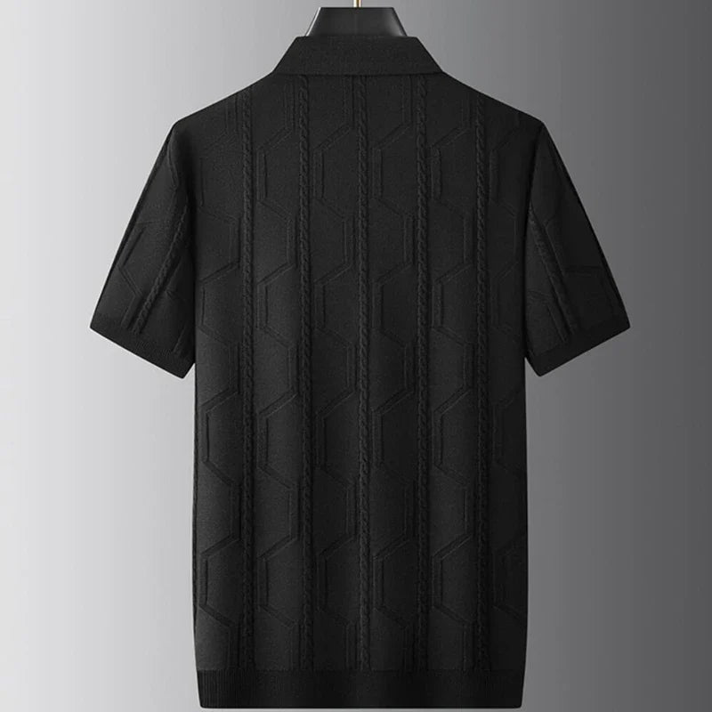 Marco Men’s Jacquard Polo Shirt – Viscose Cotton Blend with Relaxed Fit