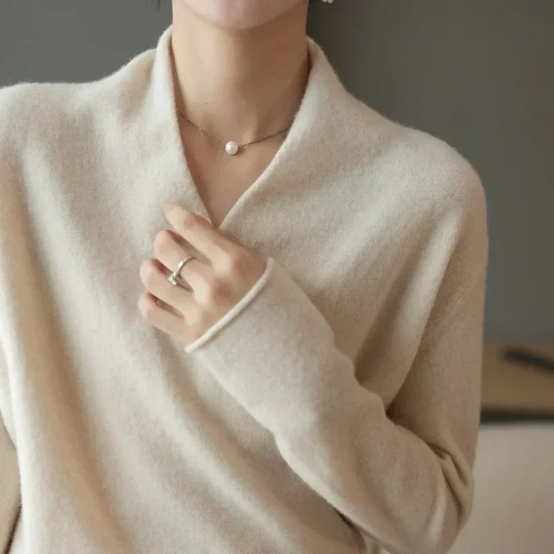 Clara Wool V-Neck Sweater – Refined Knitwear for Timeless Layering