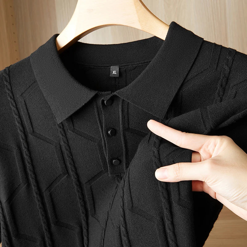 Marco Men’s Jacquard Polo Shirt – Viscose Cotton Blend with Relaxed Fit
