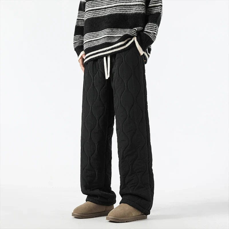 Harris Men’s Quilted Pants – Insulated Fleece Lining with Relaxed Wide-Leg Fit