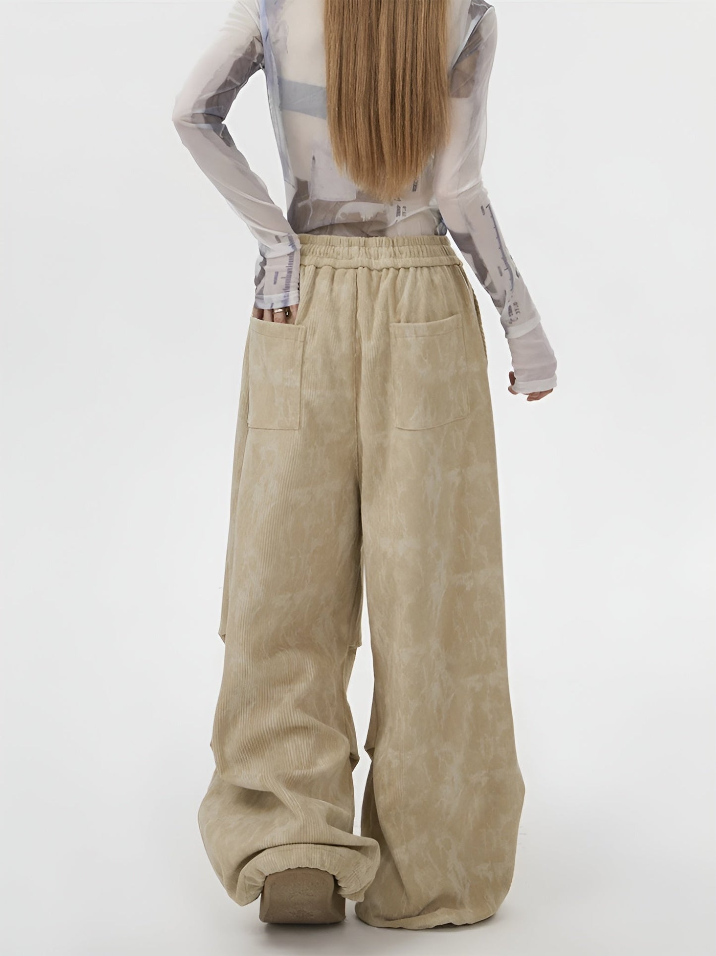 Aira Women’s Corduroy Sweatpants – Acid Wash with Straight Loose Fit