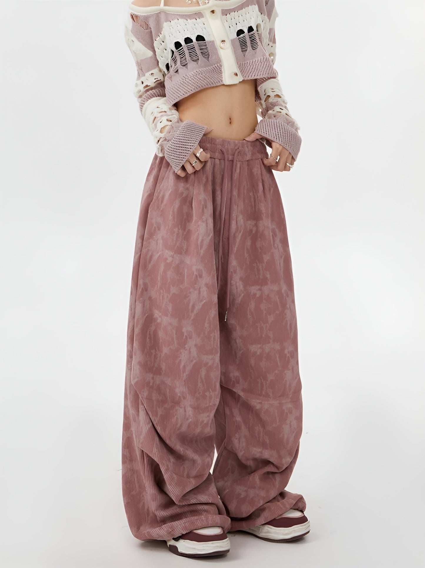 Aira Women’s Corduroy Sweatpants – Acid Wash with Straight Loose Fit