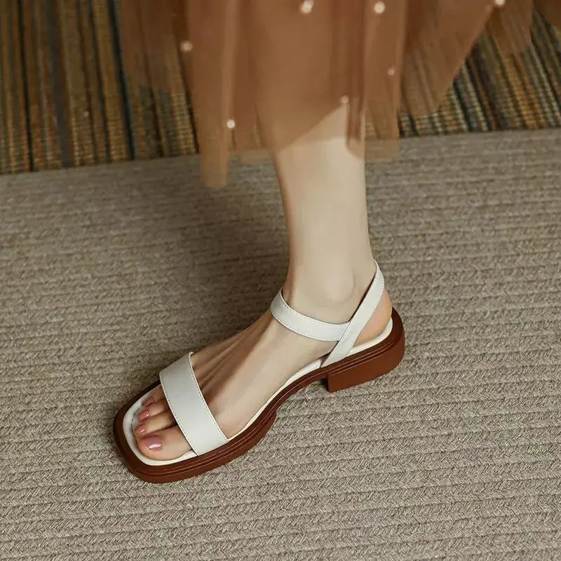 Maeve Women’s Leather Sandals – Minimalist Slip-On Flats for Everyday Comfort