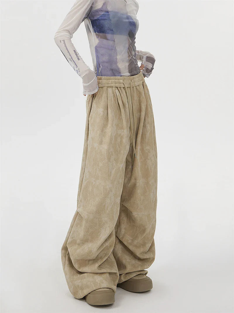 Aira Women’s Corduroy Sweatpants – Acid Wash with Straight Loose Fit