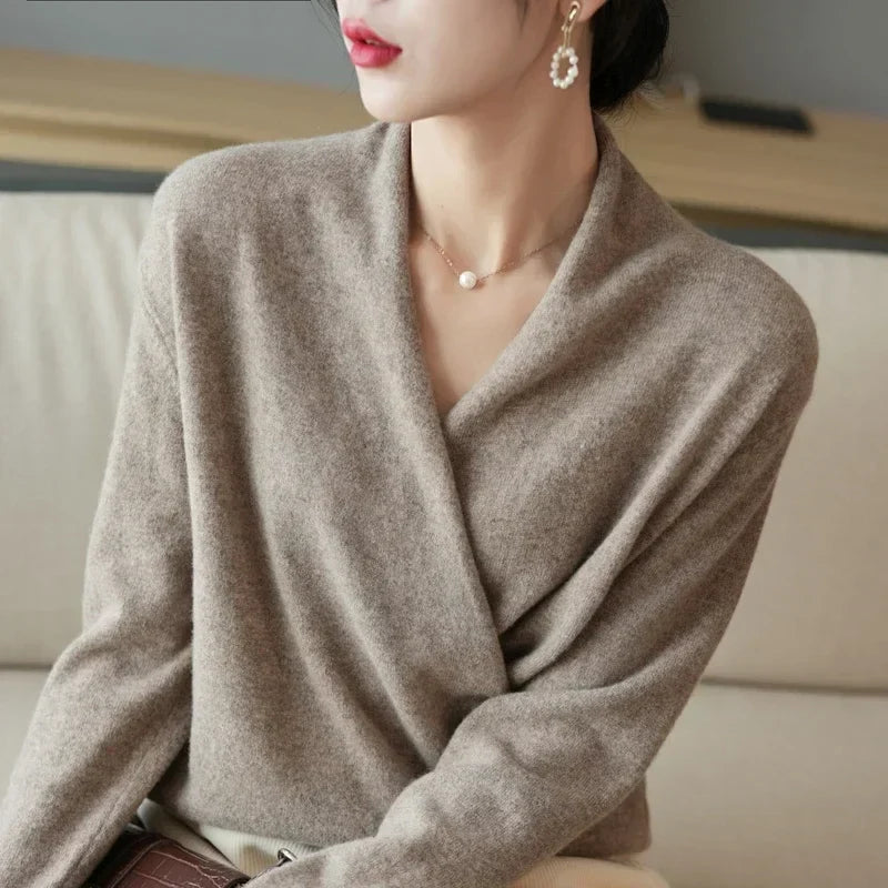 Clara Wool V-Neck Sweater – Refined Knitwear for Timeless Layering
