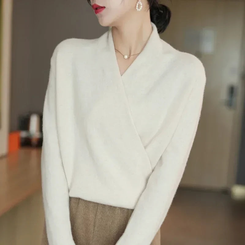 Clara Wool V-Neck Sweater – Refined Knitwear for Timeless Layering