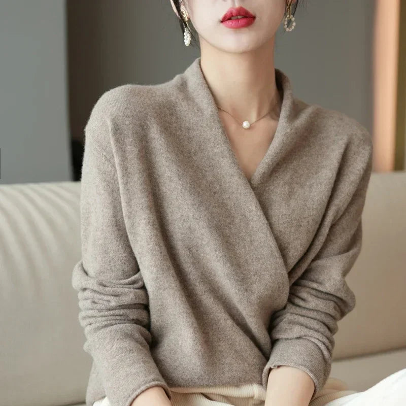 Clara Wool V-Neck Sweater – Refined Knitwear for Timeless Layering