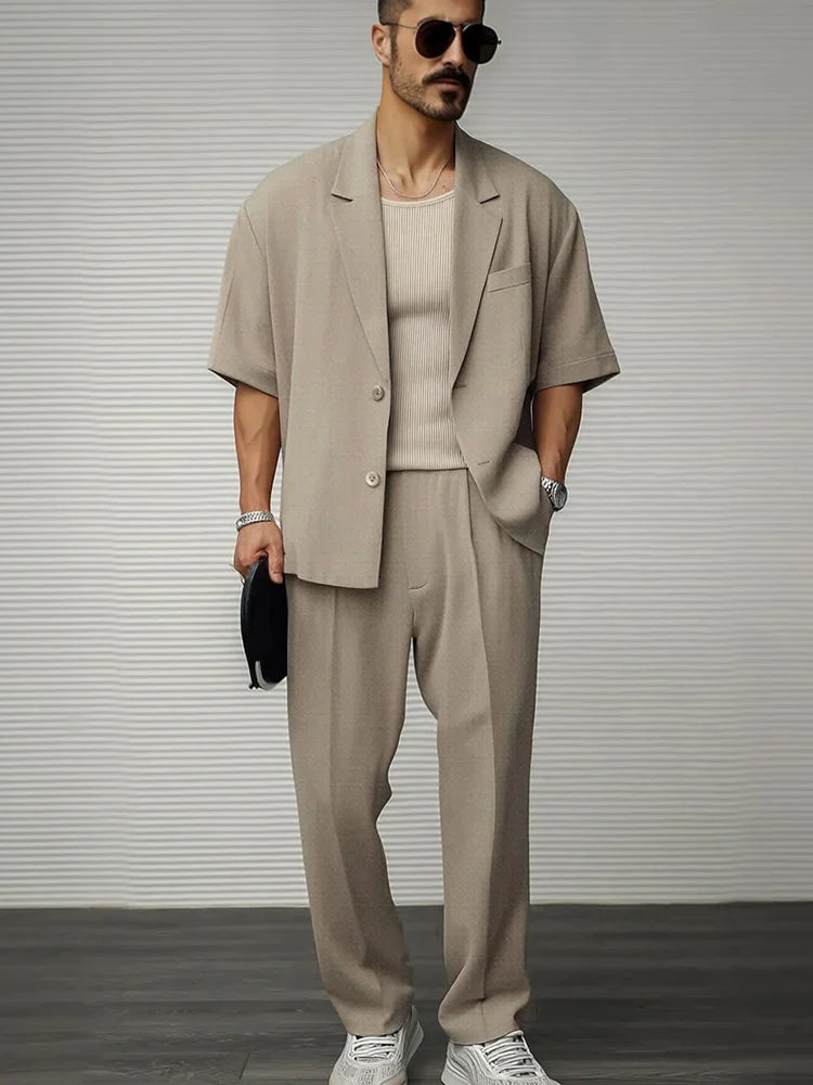 Xavier Men’s Lounge Set – Stretch Blazer & Pants with Adjustable Waist