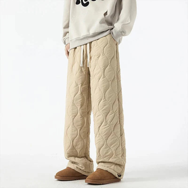 Harris Men’s Quilted Pants – Insulated Fleece Lining with Relaxed Wide-Leg Fit