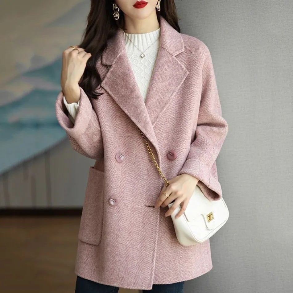 Elara Women’s Trench Coat – Double-Breasted Wool Blend with Tailored Fit