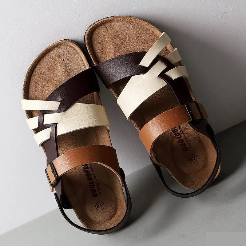 Esme Women’s Leather Sandals – Comfort Flats with Arch Support & Back Strap