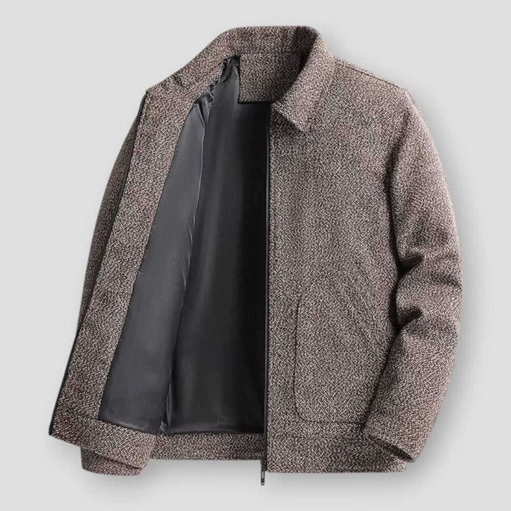 Darren Men’s Tweed Jacket – Polyester Blend Smart Casual Coat for Autumn & Winter