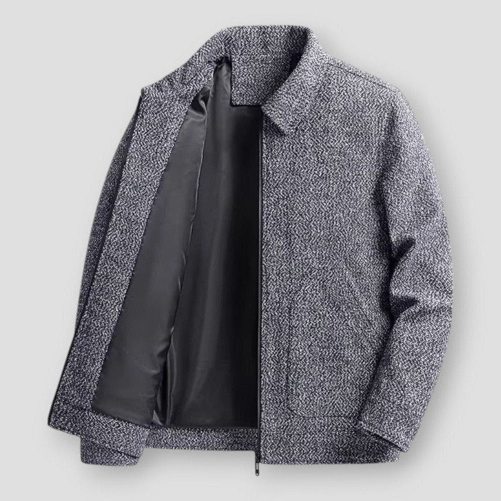 Darren Men’s Tweed Jacket – Polyester Blend Smart Casual Coat for Autumn & Winter