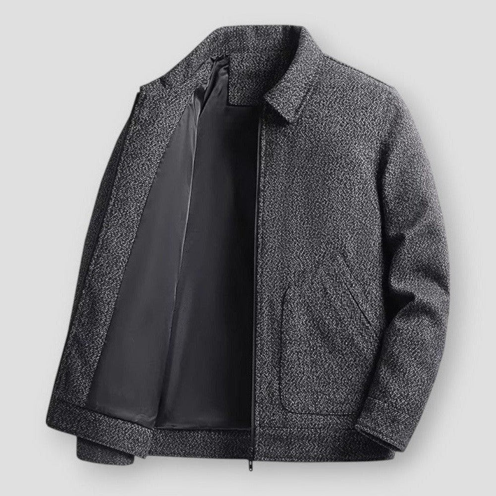 Darren Men’s Tweed Jacket – Polyester Blend Smart Casual Coat for Autumn & Winter