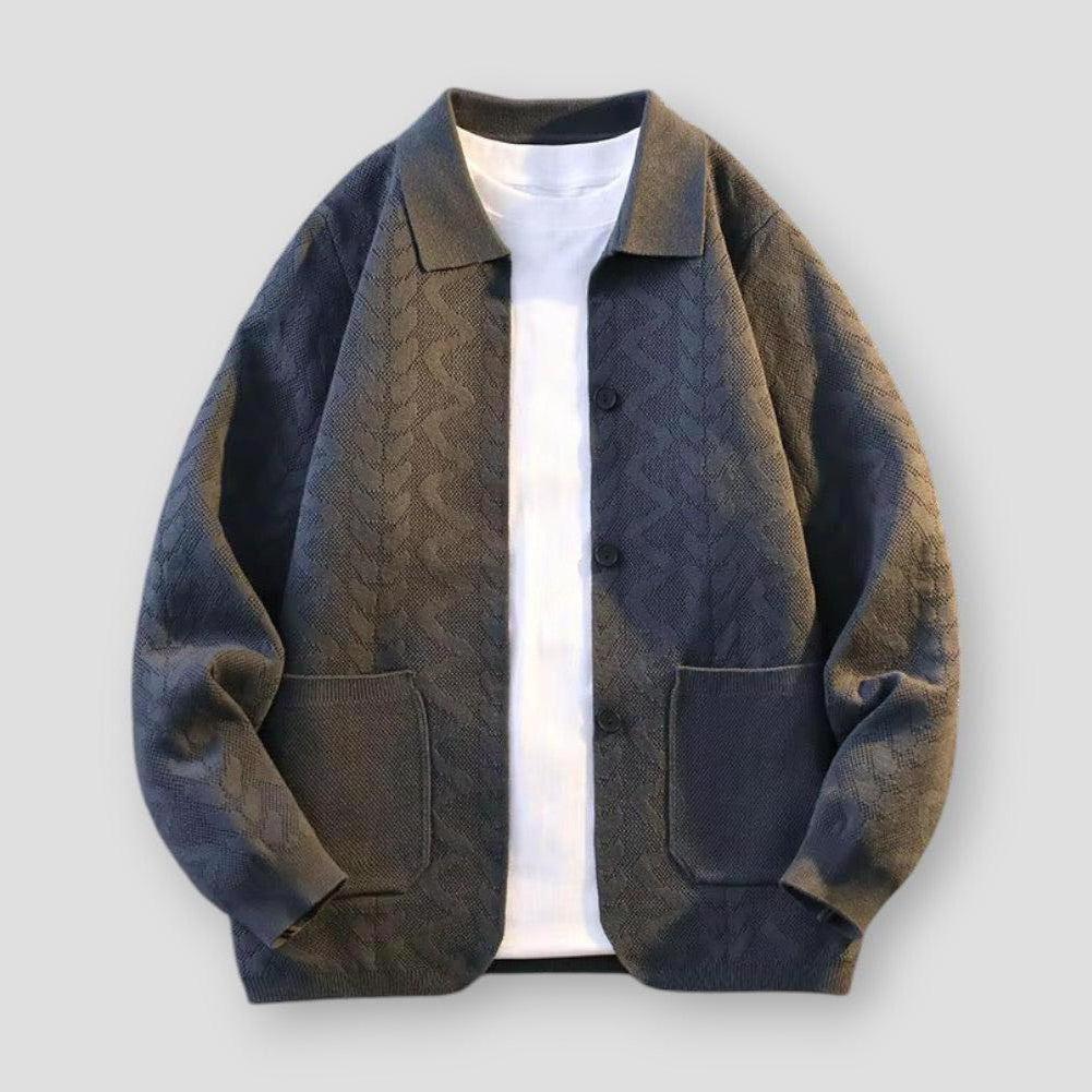 Elliot Men’s Cardigan– Soft Knit with Turn-Down Collar & Pockets